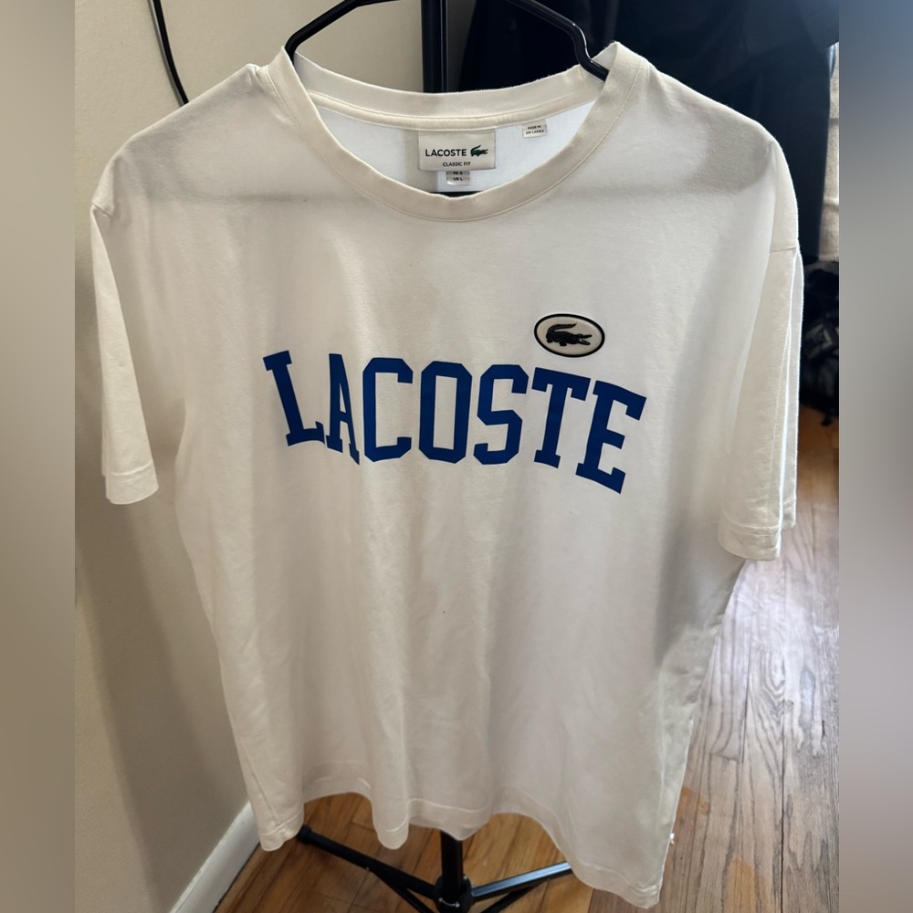 Lacoste White and Blue T-Shirt
